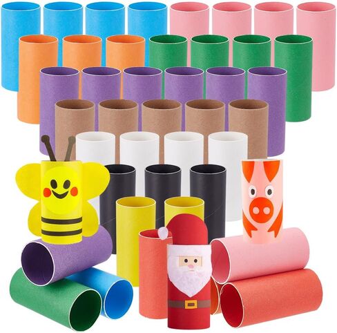 ACRNIGHEET 100Packs Cardboard Tubes for Craft, 10 Colors 3.3x1.6 Inches DIY Empty Toilet Paper Rolls, Cardboard Paper Round Tubes for DIY Projects, School Art, and Home Decor in Kuwait