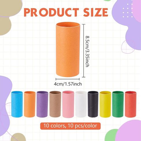 ACRNIGHEET 100Packs Cardboard Tubes for Craft, 10 Colors 3.3x1.6 Inches DIY Empty Toilet Paper Rolls, Cardboard Paper Round Tubes for DIY Projects, School Art, and Home Decor in Kuwait
