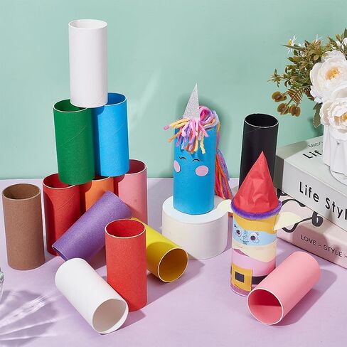 ACRNIGHEET 100Packs Cardboard Tubes for Craft, 10 Colors 3.3x1.6 Inches DIY Empty Toilet Paper Rolls, Cardboard Paper Round Tubes for DIY Projects, School Art, and Home Decor in Kuwait