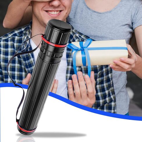 أنابيب الملصقات القابلة للتمدد من TOOYFUL تتوسع من 45.72 سم إلى 68.58 سم مع حزام الكتف، ووثائق الحمل، والمخططات، والرسومات والفنون، وحقائب تخزين محمولة باللون الأسود in Kuwait