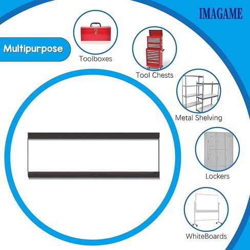 IMAGAME Magnetic Tool Organizer, 30 Packs Flexible Magnetic Label Holder 3"x1", C Channel Tool Box Label Holder for Garage Organization, Workshop, Storage Bin, Locker, Shelf - No Scratch, Easy Move in Kuwait