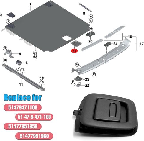 Jaronx متوافق مع مقبض السجاد BMW Trunk Mat لـ X3 G01 2018-2024/X4 G02 2018-2025/X5 G05 2019-2025/X6 G06 X7 G07 2020-2025، استبدال مقبض سجادة الأرضية الخلفية لسيارات BMW 51479471108 in Kuwait