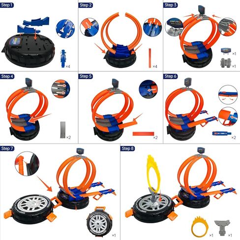 Race Car Track Set for Kids Ages 3-8，Transformable Tire Storage & Portable Handle into Race Course, Racing Toy Playset Birthday Gift for Kids Boys Girls in Kuwait