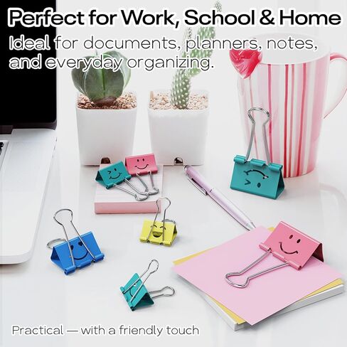 Optomni Binder Clips، 62 حزمة، أحجام متنوعة - صغيرة ومتوسطة وكبيرة، مشابك ورق معدنية ملونة للمكتب والمدرسة والمستندات والملفات والتنظيم in Kuwait