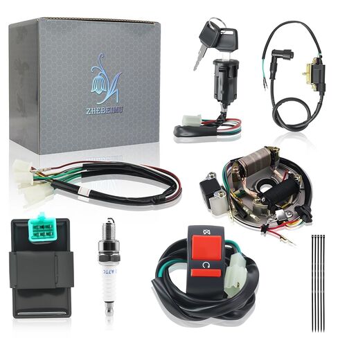 Rebuild Kick Start Dirt Pit Bike Wire Harness Wiring Loom Kit with Ignition Coil CDI 2 Coil Stator Orange A7TC Spark Plug for 50cc 70cc 90cc110cc 125cc 140cc Lifan Loncin Zongshen YX in Saudi Arabia