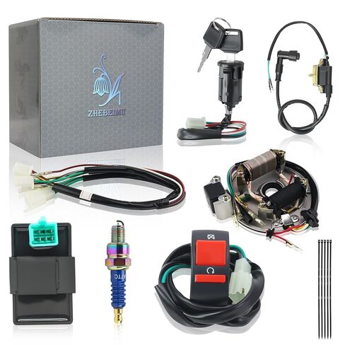 Rebuild Kick Start Dirt Pit Bike Wire Harness Wiring Loom Kit with Ignition Coil CDI 2 Coil Stator Orange A7TC Spark Plug for 50cc 70cc 90cc110cc 125cc 140cc Lifan Loncin Zongshen YX in Saudi Arabia