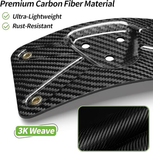 Carbon Fiber Motorcycle Curved Laydown License Plate Bracket, 4x7 in Universal Rear Fender Mount, 3 Hole Design with Rubber Gasket in Kuwait