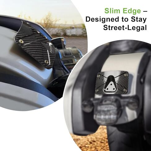 Carbon Fiber Motorcycle Curved Laydown License Plate Bracket, 4x7 in Universal Rear Fender Mount, 3 Hole Design with Rubber Gasket in Kuwait