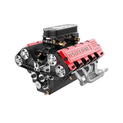 V8 Engine Kit That Works, FS-V800 1/10 Eight-Cylinder Four-Stroke Water-Cooled Nitro Engine Model for RC Car & Boat (KIT Version) in Kuwait