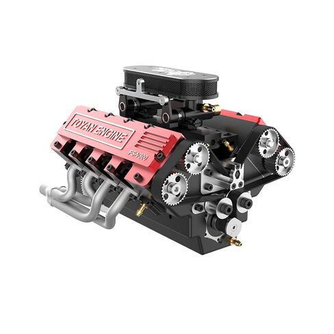 V8 Engine Kit That Works, FS-V800 1/10 Eight-Cylinder Four-Stroke Water-Cooled Nitro Engine Model for RC Car & Boat (KIT Version) in Kuwait