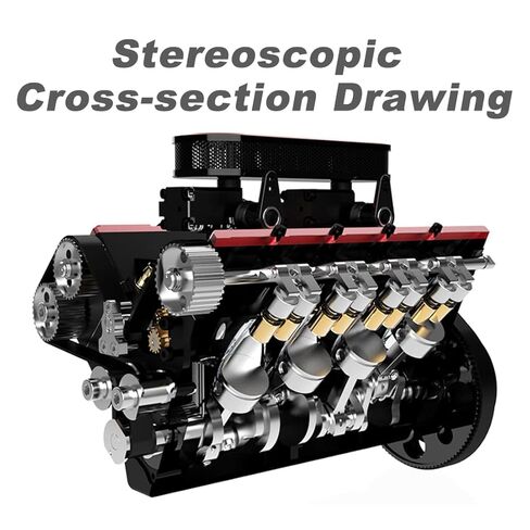 V8 Engine Kit That Works, FS-V800 1/10 Eight-Cylinder Four-Stroke Water-Cooled Nitro Engine Model for RC Car & Boat (KIT Version) in Kuwait