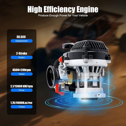 30.5CC Four-Point Fixed Engine, 4 Bolt Motor Gasoline Engine Gas Rc Engine for HPI Baja 5b 5T King Motor LOSI FG GoPed Maximum Power 2.1/13000 Kw/RPM Recoil Hand Pull in Kuwait