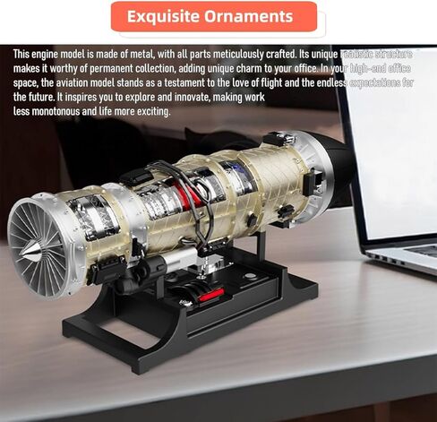 نموذج محرك توربيني من SKYMECHMAN، 1/10 DIY توربيني ميكانيكي بنسبة تجاوز صغيرة، نموذج محرك مقاتل شبح دوار مزدوج (600+ قطعة) in Kuwait