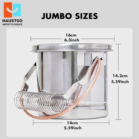 Jumbo Stainless Steel Brush Washer - Multi-Purpose Paint Brush Cleaner with Spiral Holder, Removable Sediment Grate & Handle - Compatible with Water, Turpentine, Paint Thinners in Kuwait