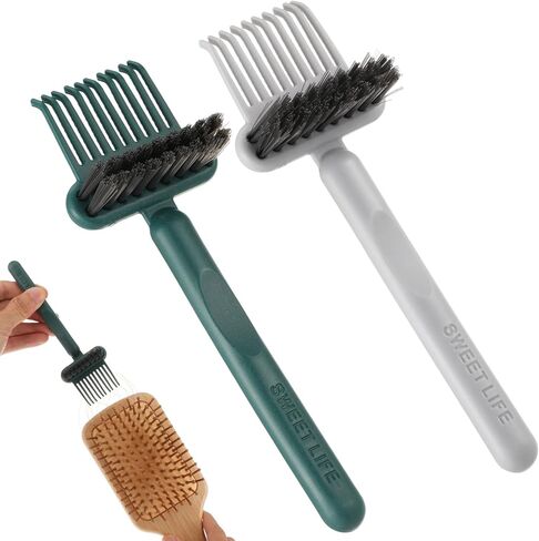 2Pcs Hairbrush Cleaner Tool Hair Brush Cleaner Tool 2-in-1 Comb Cleaners Tools for Women Men Home Travel Salon Removing Hair Dust in Kuwait