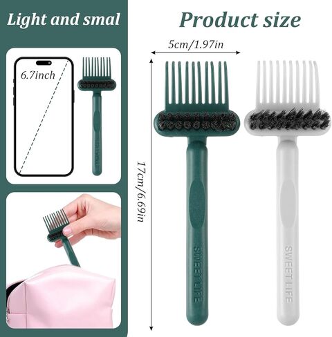 2Pcs Hairbrush Cleaner Tool Hair Brush Cleaner Tool 2-in-1 Comb Cleaners Tools for Women Men Home Travel Salon Removing Hair Dust in Kuwait