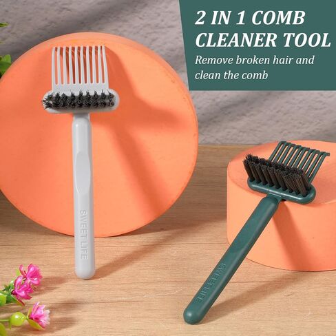 2Pcs Hairbrush Cleaner Tool Hair Brush Cleaner Tool 2-in-1 Comb Cleaners Tools for Women Men Home Travel Salon Removing Hair Dust in Kuwait