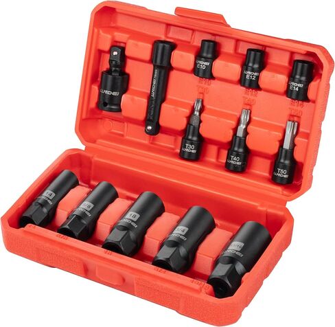 LLNDEI 3/8 Drive Spark Plug Socket Set, SAE 5/8, 3/4, 13/16 Metric 14mm, 18mm Spark Plug Socket, Include 2 Extension Bar, Universal Joint ADA, CR-V Steel in Kuwait