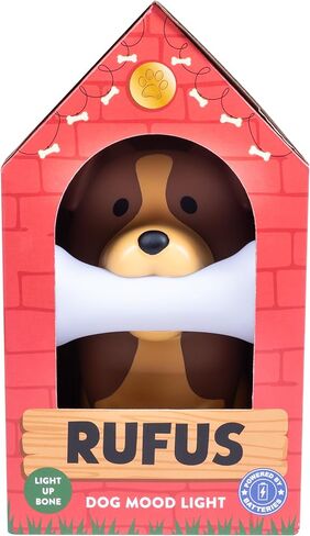 Fizz Creations Rufus The Dog Mood Light – Adorable Kawaii Night Light for Kids, Nursery, Bedroom & Office Décor – Battery Operated LED Lamp with Bone-Shaped Light – Cute Idea for Dog Lovers in Saudi Arabia