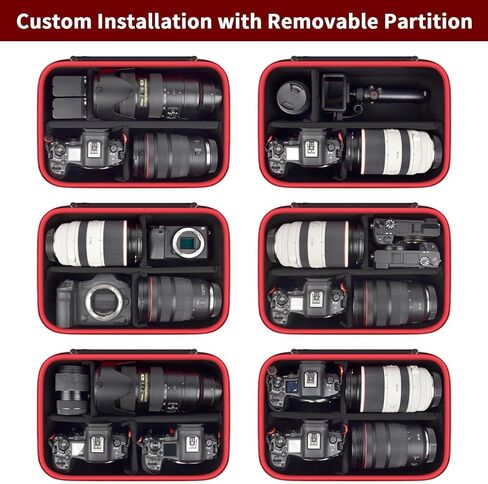 Camera Case for Canon EOS Rebel T7/R50/R6 Mark II/R100, for Sony Alpha 7 IV/ ZV-E10/ A6400/ A6700/A6100, for Nikon D7500 DSLR SLR Cameras, Bag for Lens/ Battery/ Tripod, with Shoulder Strap - Box Only in Saudi Arabia