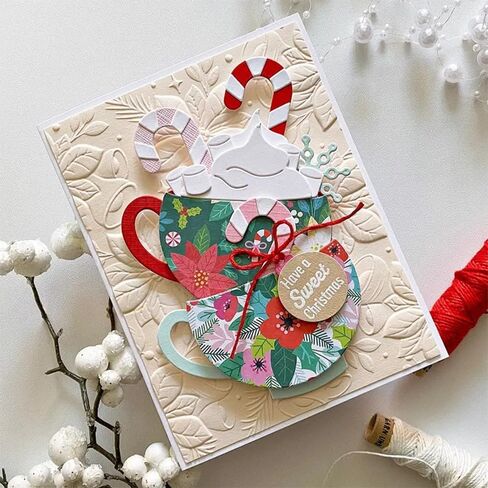 2pcs/Set Christmas Cups Metal Die Cuts, Snowflake Cups Frame Cutting Dies Stencils Card Paper Craft DIY Template Cutting Dies Album Embossing Paper Dies for Card Making Scrapbooking in Kuwait