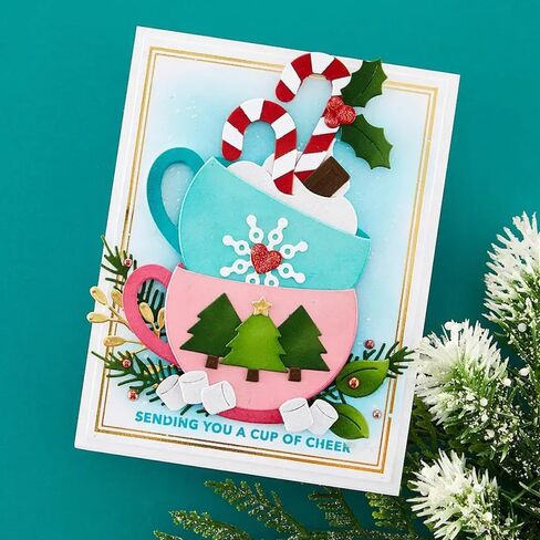 2pcs/Set Christmas Cups Metal Die Cuts, Snowflake Cups Frame Cutting Dies Stencils Card Paper Craft DIY Template Cutting Dies Album Embossing Paper Dies for Card Making Scrapbooking in Kuwait