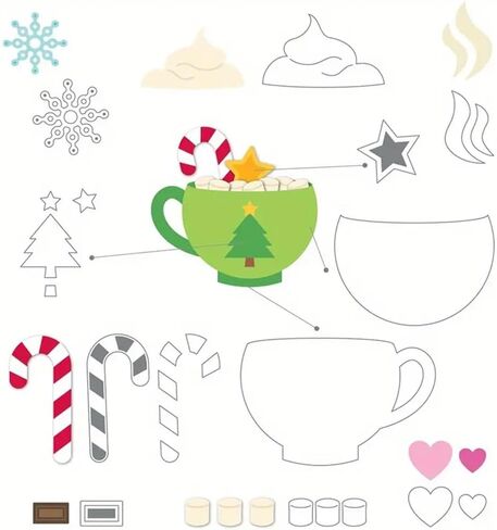 2pcs/Set Christmas Cups Metal Die Cuts, Snowflake Cups Frame Cutting Dies Stencils Card Paper Craft DIY Template Cutting Dies Album Embossing Paper Dies for Card Making Scrapbooking in Kuwait