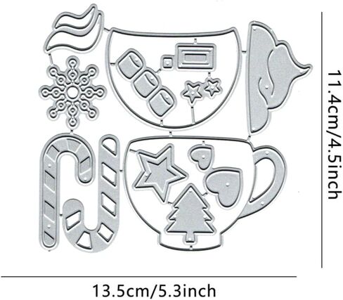 2pcs/Set Christmas Cups Metal Die Cuts, Snowflake Cups Frame Cutting Dies Stencils Card Paper Craft DIY Template Cutting Dies Album Embossing Paper Dies for Card Making Scrapbooking in Kuwait