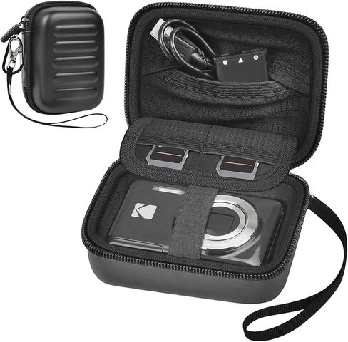 Digital Camera Case for KODAK PIXPRO FZ55/ FZ45/ FZ53/ FZ43 16MP Video Vlogging Cameras, Travel Storage Holder Bag with Mesh Pocket for Batteries, Cables, Memory Cards, Card Reader- Black (Box Only) in Saudi Arabia