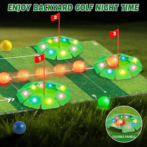 VATOS Kids Golf Toy Set - Light Up Golf Game with 6.5ft Putting Mat, Golf Putter, 3 Holes, 4 Balls (2 Glow Balls), Indoor Outdoor Yard Family Glofer Game, Birthday Gifts for Boys Girls Ages 3-8 in Kuwait