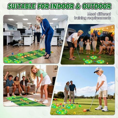VATOS Kids Golf Toy Set - Light Up Golf Game with 6.5ft Putting Mat, Golf Putter, 3 Holes, 4 Balls (2 Glow Balls), Indoor Outdoor Yard Family Glofer Game, Birthday Gifts for Boys Girls Ages 3-8 in Kuwait