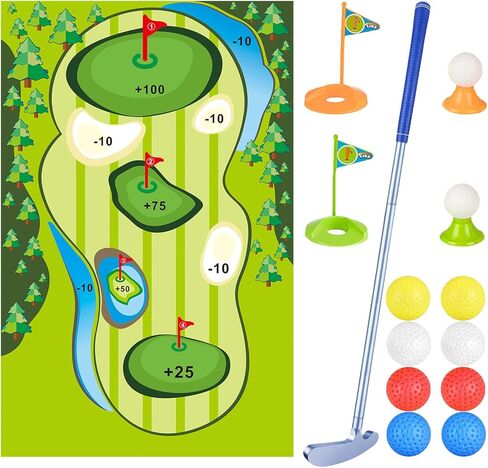 Upgraded Kids Toy Golf Set with 6063 Aluminum Alloy Golf Putter, 8 Plastic Golf Balls, 1 Clubs, Big Putting Mat, 5-9 Toddler Mini Golf Games, Indoor Outdoor Sports Toys for Boys Girls in Kuwait