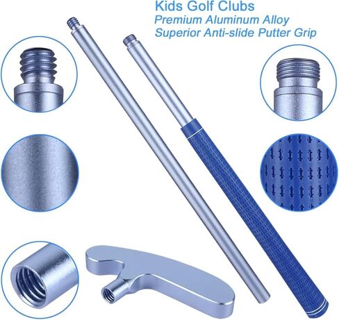 Upgraded Kids Toy Golf Set with 6063 Aluminum Alloy Golf Putter, 8 Plastic Golf Balls, 1 Clubs, Big Putting Mat, 5-9 Toddler Mini Golf Games, Indoor Outdoor Sports Toys for Boys Girls in Kuwait