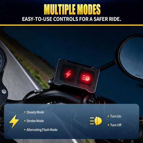 JHE Motorcycle Led Light Wiring Harness Kit,Driving Light Switch, With Waterproof Motorcycle Light Switch, Used To Control Led Light Bar/Driving Light/Fog Light Wiring Harness For Motocycle,3 MODE. in Kuwait