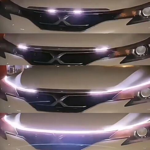 شريط إضاءة LED لغطاء محرك السيارة Car Scan Star، 79 بوصة 12 فولت مرن مقاوم للماء للسيارة، ملحقات تزيين غطاء المحرك العالمي للسيارات وسيارات الدفع الرباعي والشاحنات، تأثير بدء المسح الديناميكي (أبيض) in Kuwait