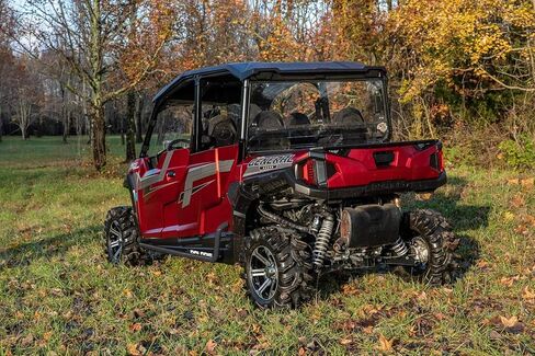 SuperATV Rock Sliders Nerf Bars Tree Kickers لعام 2017+ بولاريس جنرال 4 | التجاعيد السوداء | مصنوعة من أنابيب شديدة التحمل مقاس 1.75 بوصة | لمسة نهائية من مسحوق الطلاء | تركيب بمسمار in Kuwait