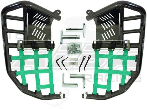 قضبان Alba Racing Propeg Nerf باللون الأسود مع شبكة خضراء متوافقة مع Kawasaki KFX 450R، KFX450R (2008-2015) in Kuwait