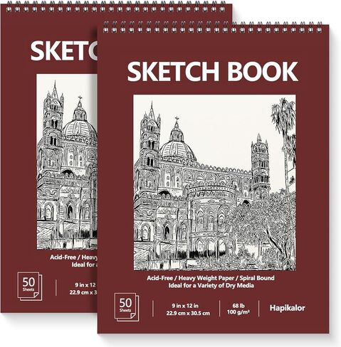 4 عبوات من كتب رسم مقاس 9 × 12، 50 ورقة لكل منها 100 جرامًا لكل متر مربع/68 رطلًا من ورق الرسم الخالي من الأحماض، لوحة رسم فنية مسطحة للوسائط الجافة، قلم رصاص، فحم، رسم وممارسة، لوازم مدرسية للأطفال البالغين in Kuwait