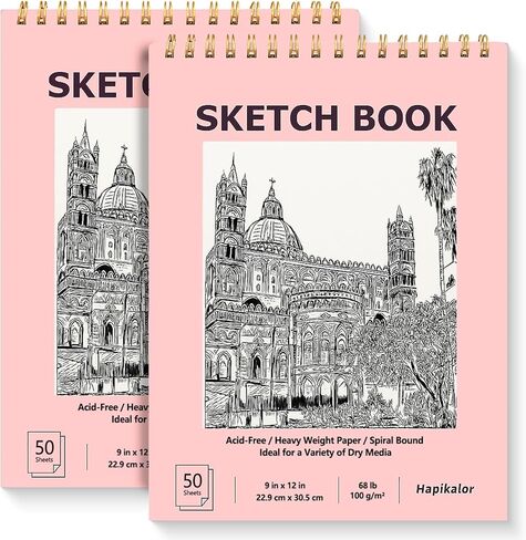 4 Pack 9x12 Sketch Book Spiral Bound, 50 Sheets Each 100gsm/68lb Acid-Free Drawing Paper, Lay-Flat Art Sketch Pad for Dry Media, Pencil, Charcoal, Sketching & Practice, School Supplies for Kids Adults in Saudi Arabia