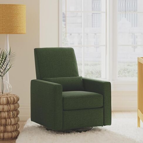 DaVinci Piper 360° Swivel Rocker Recliner Chair, Rocking Chair for Nursery & Living Room, GREENGUARD Gold, FSC & Certi-PUR US Certified, Comfy Nursery Glider Recliner - Heathered Blue w/Cream Piping in Saudi Arabia