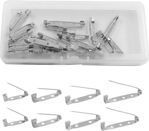 30Pcs Brooch Pin Backs Safety Bar Pin Kit- 4 Size 20mm/25mm/32mm/38mm, Metal Locking Pins Back Clasp Silver Small Jewelry Pins for Crafts Badges DIY Tag in Kuwait