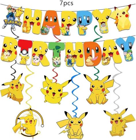 118 Pcs anime Birthday Party Supplies Set, anime Theme: 1Banner, 20Cups, 6Hanging Swirls, 30(Spoons+Forks+Knives), 1Tablecloth, 20Plates(9 inch), 20Plates(7 inch), 20Napkins in Kuwait