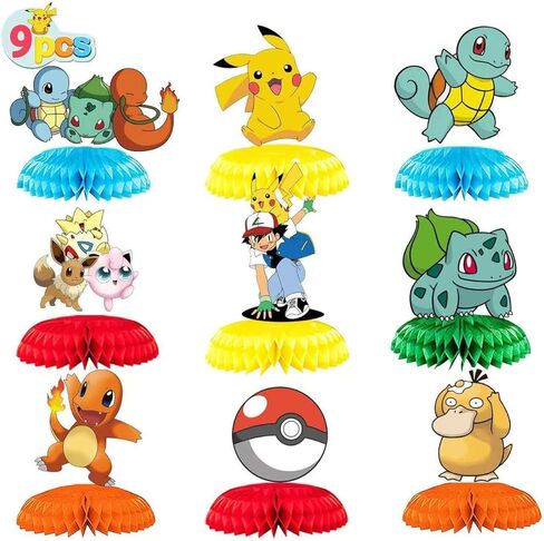 anime Birthday Party Supplies , 9Pcs Honeycomb Centerpieces for Toy animen Decorations, Double Sided Table Decorations Centerpieces Party. in Kuwait
