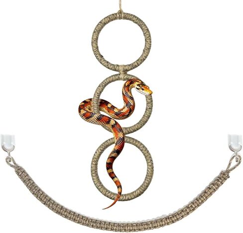 2 Pcs Snake Climbing Accessories, Reptile & Snake Climbing Ring Set with Suction Cups, Enrichment Toy for Ball Python, Corn Snake, Bearded Dragon, Lizard Tank Accessories in Kuwait