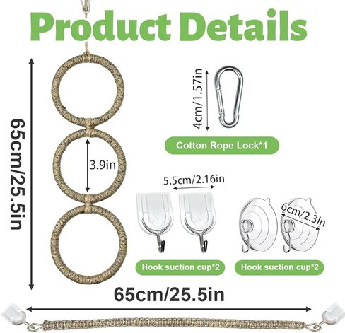 2 Pcs Snake Climbing Accessories, Reptile & Snake Climbing Ring Set with Suction Cups, Enrichment Toy for Ball Python, Corn Snake, Bearded Dragon, Lizard Tank Accessories in Kuwait