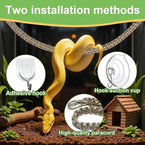 2 Pcs Snake Climbing Accessories, Reptile & Snake Climbing Ring Set with Suction Cups, Enrichment Toy for Ball Python, Corn Snake, Bearded Dragon, Lizard Tank Accessories in Kuwait