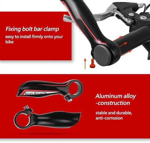 1 Pair Bike Bar End, 22.2mm 7/8in Bicycle Bar End, Black Aluminum Alloy Bicycle Handlebar Ends with Rubber Plugs for Bike Handlebar, Ergonomics Design, 4.5 x 1.6 x 1.2in in Kuwait