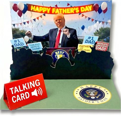 Talking Donald Trump Pop Up Fathers Day Card with Light & Sound - Plays Trump's Real Voice, Funny 3D Pop Up Greeting Card, Presidential Scene, Funny Trump Fathers Day Surprise for Dad (Podium) in Kuwait