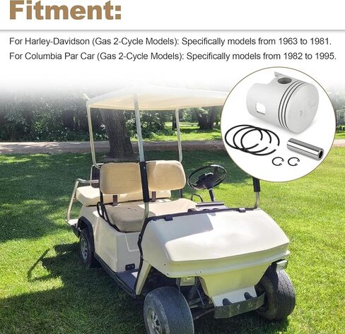 Golf Cart 2 Cycle Golf Piston & Rings Assembly Kit Compatible with Columbia Par Car 1982-1995 / Harley Davidson 1963-1981 in Kuwait