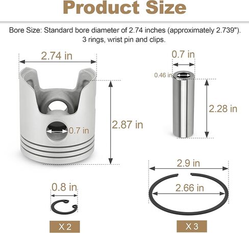 Golf Cart 2 Cycle Golf Piston & Rings Assembly Kit Compatible with Columbia Par Car 1982-1995 / Harley Davidson 1963-1981 in Kuwait